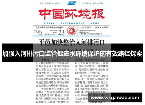 加强入河排污口监管促进水环境保护的有效路径探索